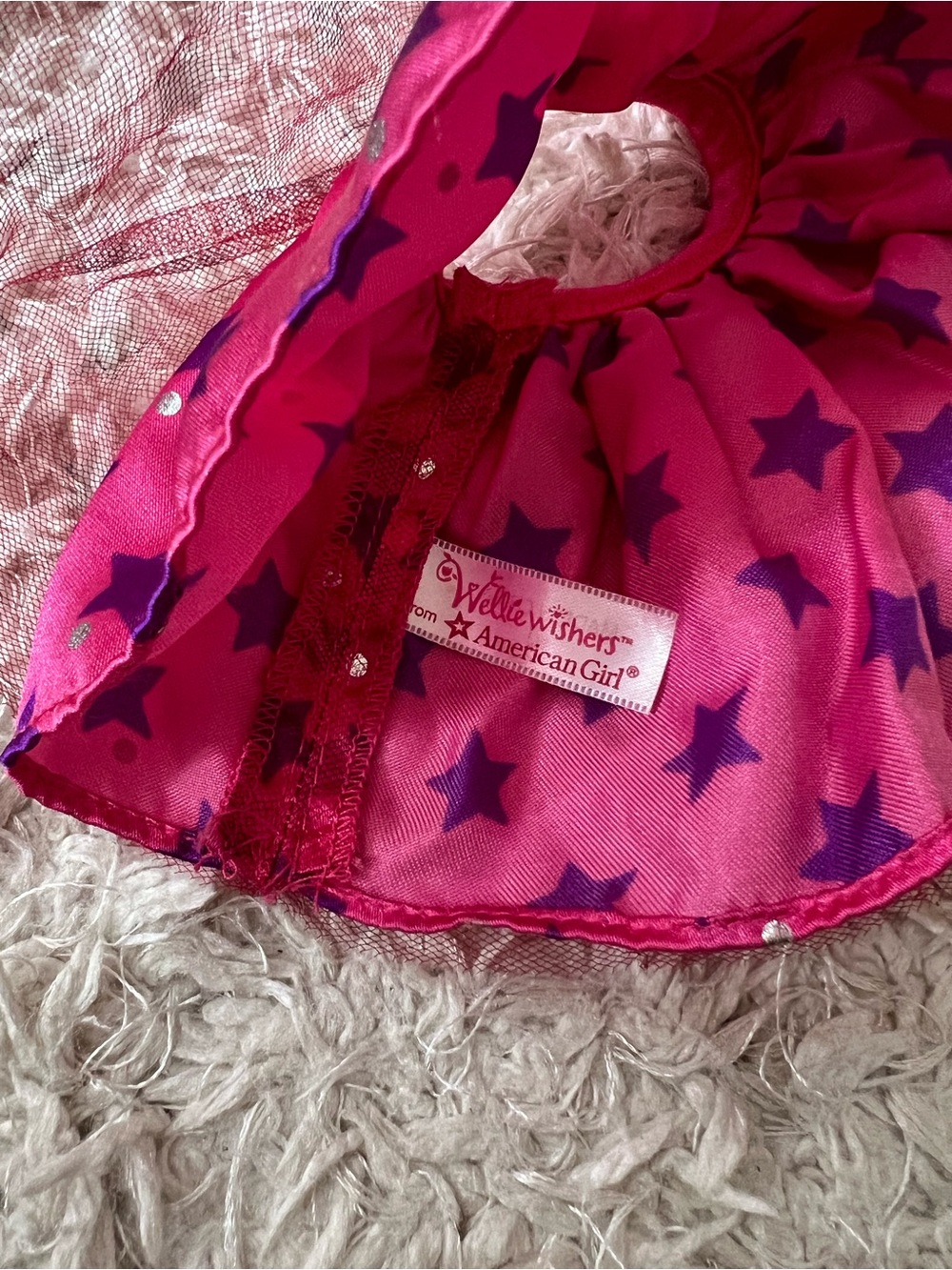 American Girl Welliewisher Pink skirt with Purple Star Print